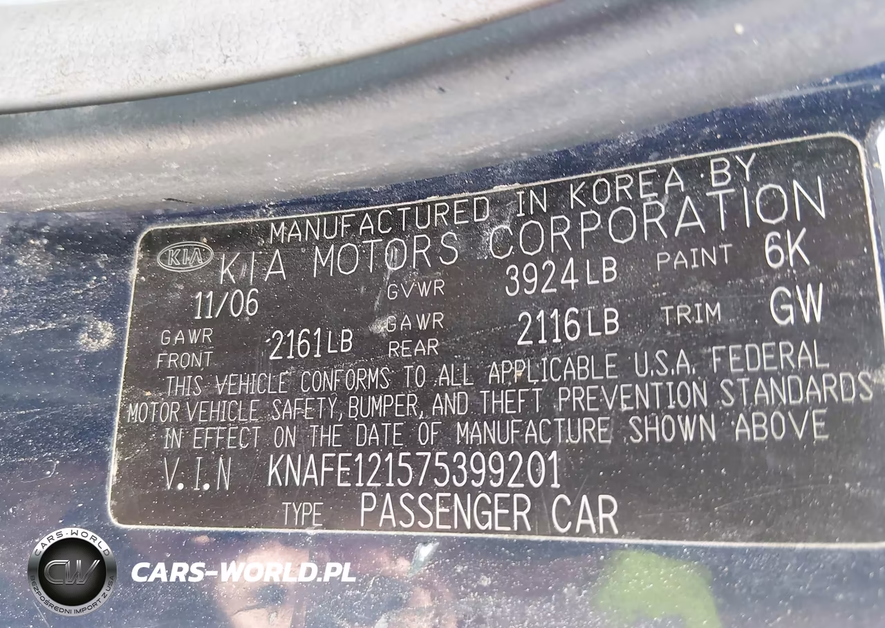 2007 Kia Spectra Ex VIN:KNAFE121575399201 - 9