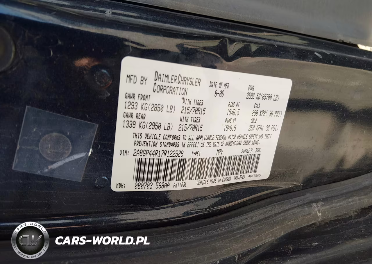 2007 Chrysler Town & Country Lx VIN:2A8GP44R17R122529 - 9