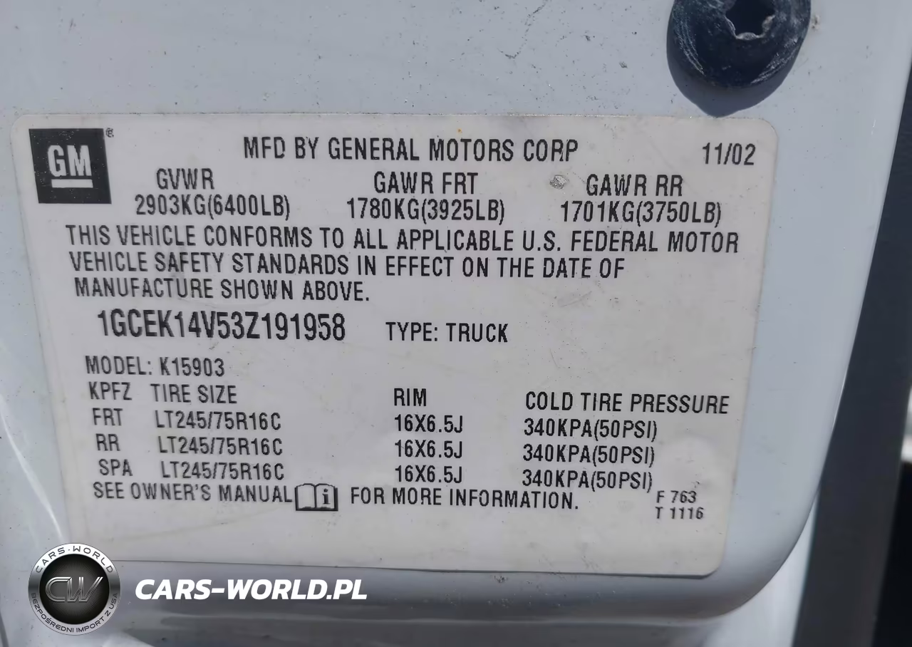 2003 Chevrolet Silverado 1500 Work Truck VIN:1GCEK14V53Z191958 - 9