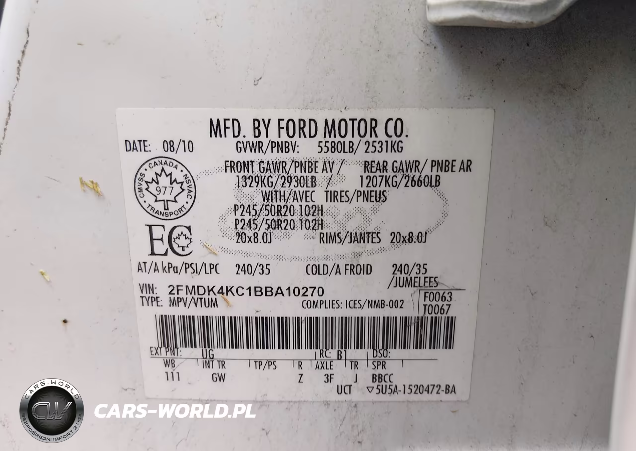2011 Ford Edge Limited VIN:2FMDK4KC1BBA10270 - 9