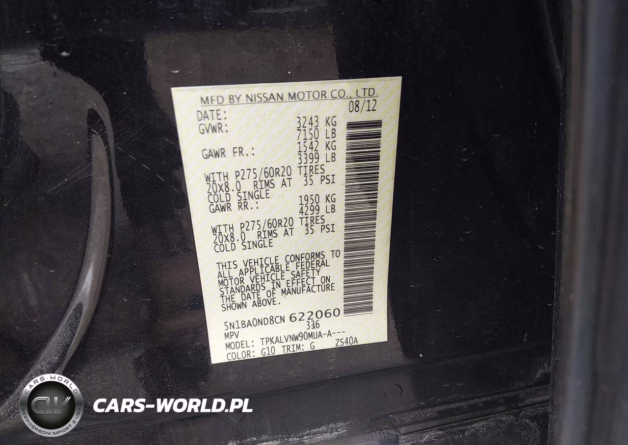2012 NISSAN ARMADA SV VIN:5N1BA0ND8CN622060 - 9