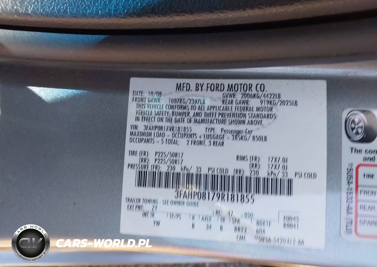 2009 Ford Fusion Sel VIN:3FAHP08179R181855 - 9