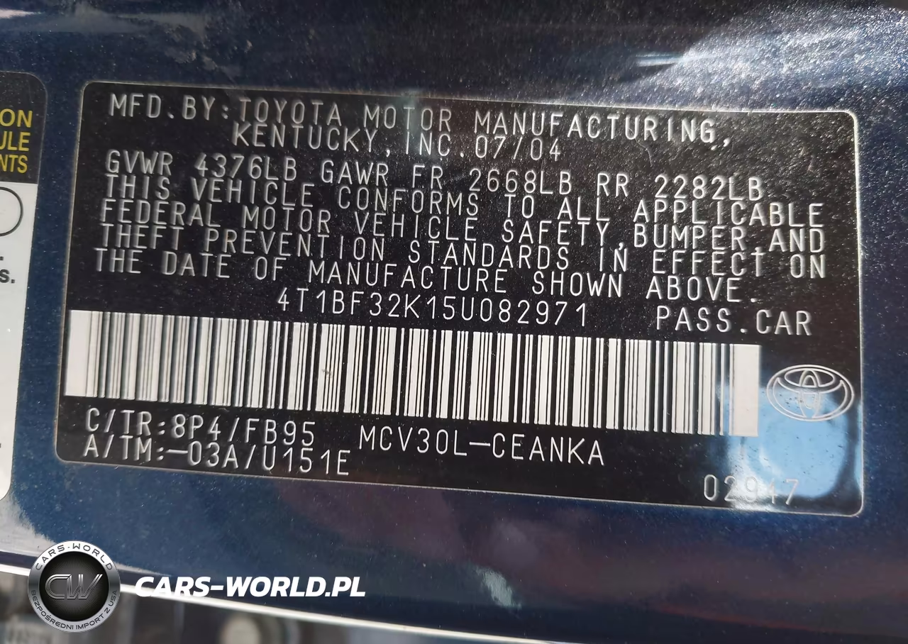 2005 Toyota Camry Le V6 VIN:4T1BF32K15U082971 - 9