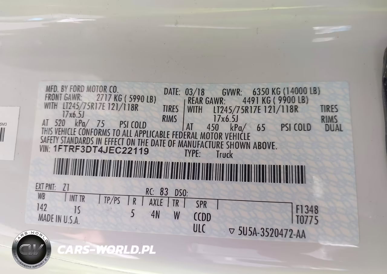 2018 Ford F-350 Xl VIN:1FTRF3DT4JEC22119 - 9