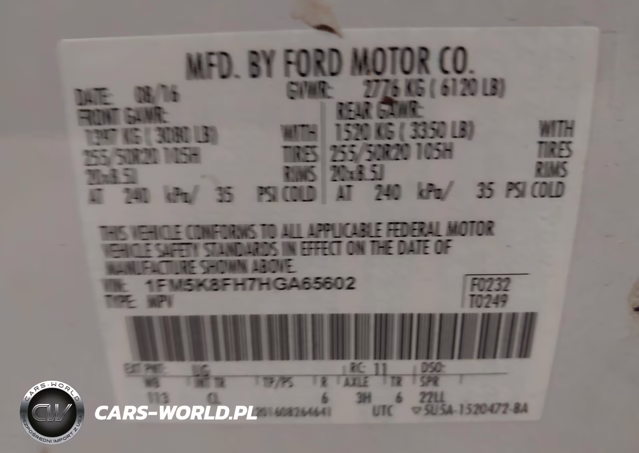 2017 Ford Explorer Limited VIN:1FM5K8FH7HGA65602 - 9