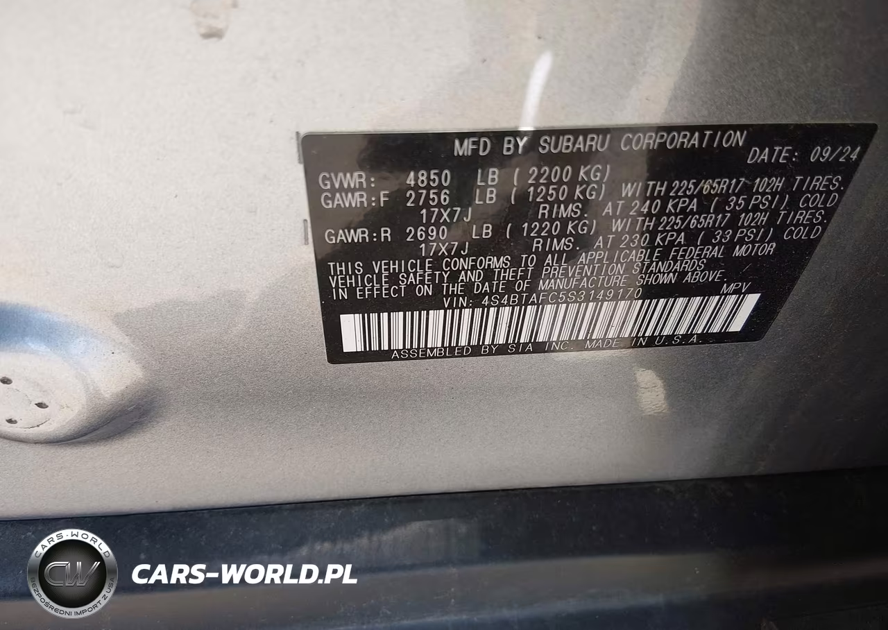 2025 Subaru Outback Premium VIN:4S4BTAFC5S3149170 - 9