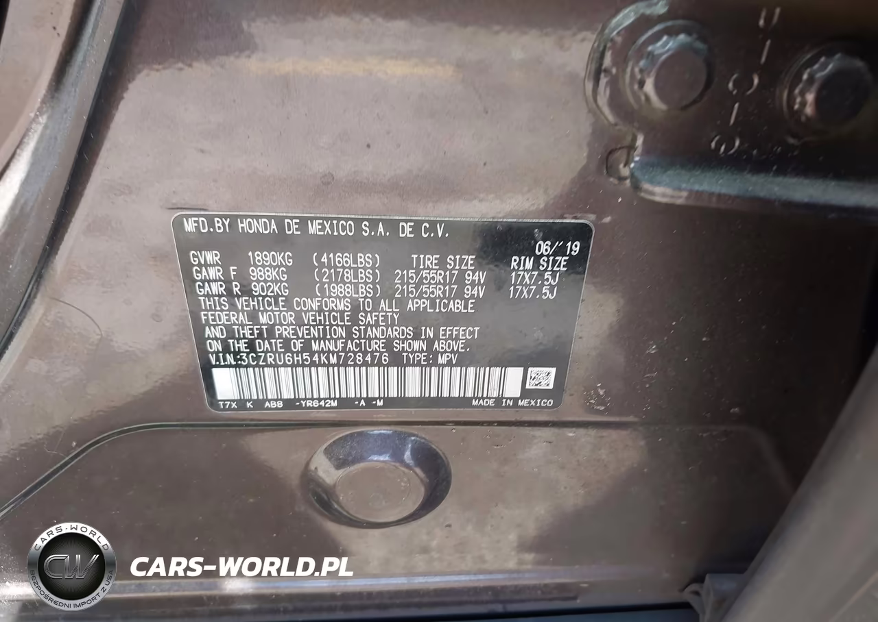 2019 Honda Hr-V Ex VIN:3CZRU6H54KM728476 - 9