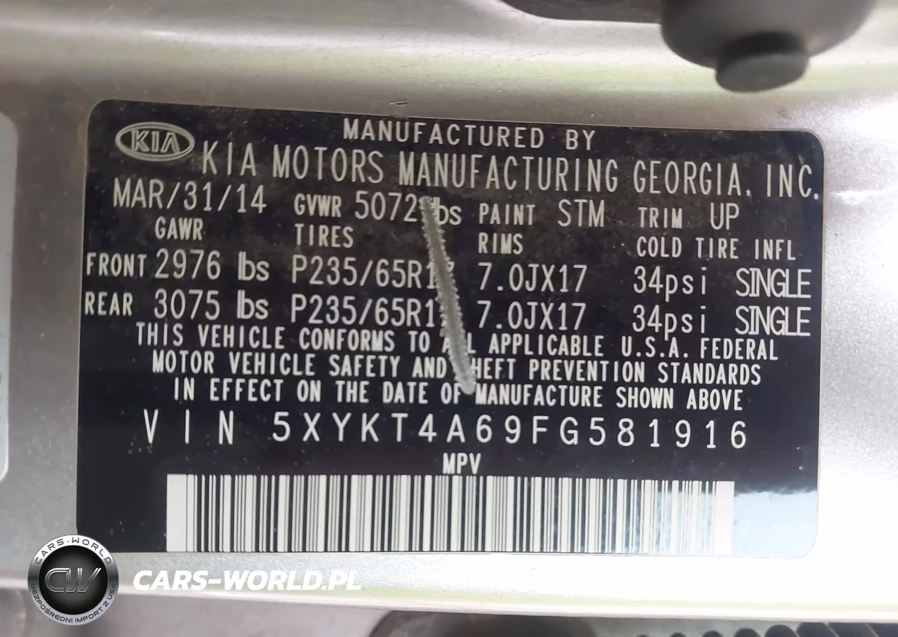 2015 Kia Sorento Lx VIN:5XYKT4A69FG581916 - 9