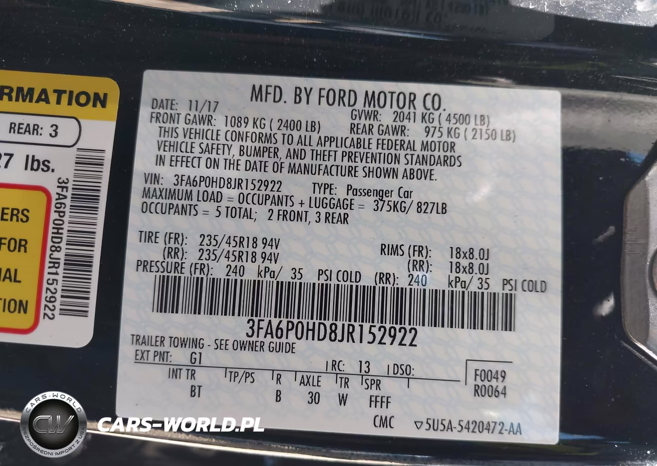 2018 Ford Fusion Se VIN:3FA6P0HD8JR152922 - 9