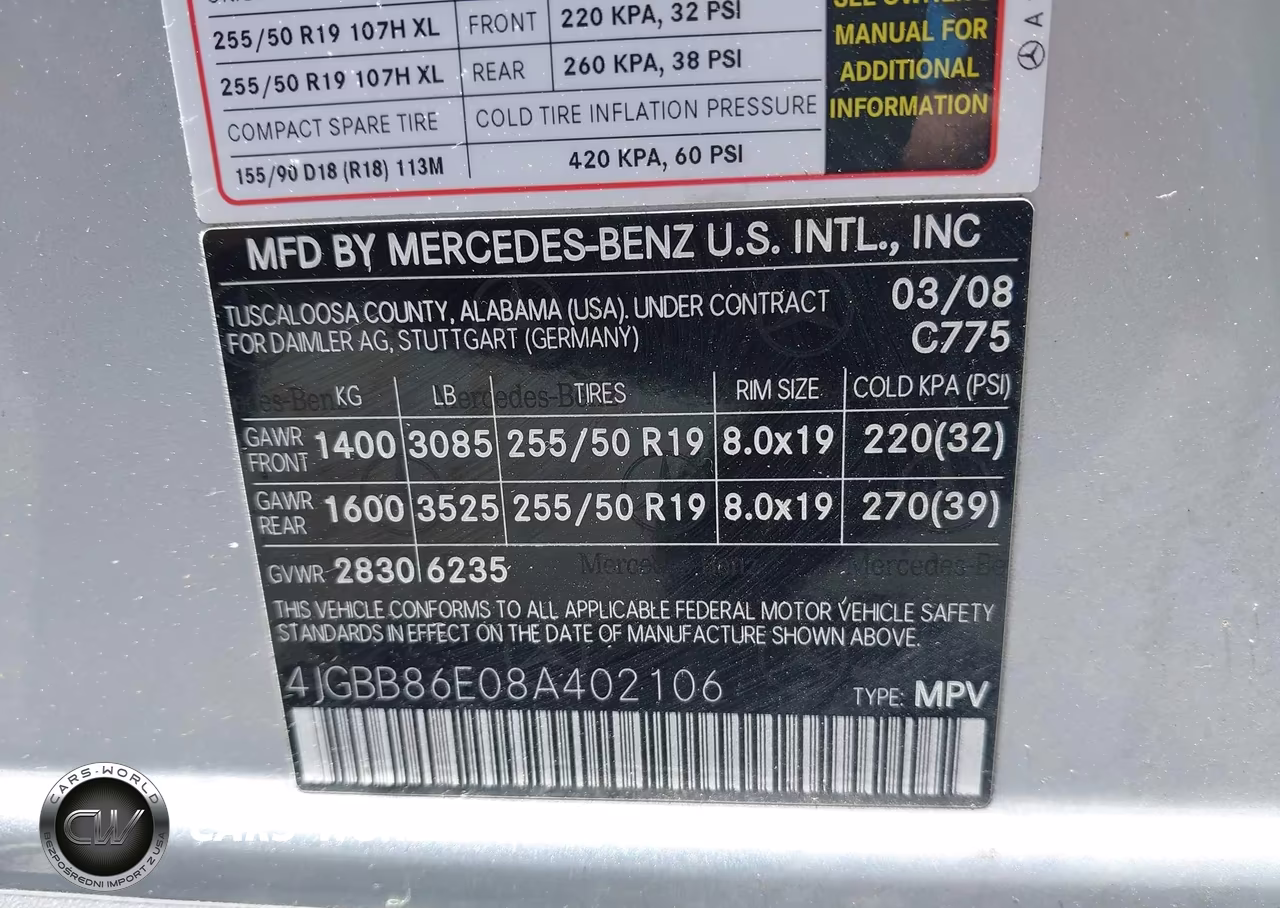 2008 Mercedes-Benz Ml 350 4Matic VIN:4JGBB86E08A402106 - 9