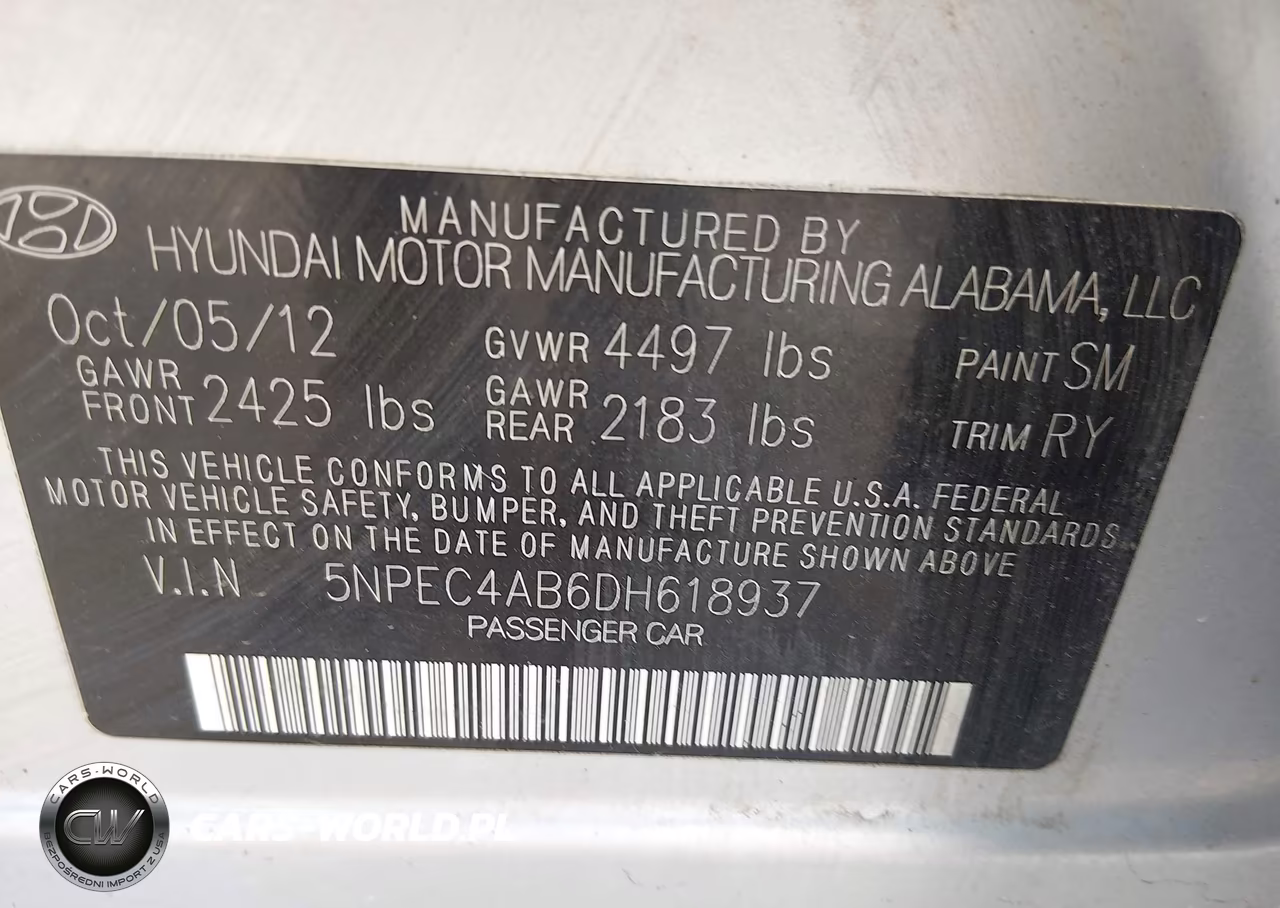 2013 Hyundai Sonata Limited 2.0T VIN:5NPEC4AB6DH618937 - 9