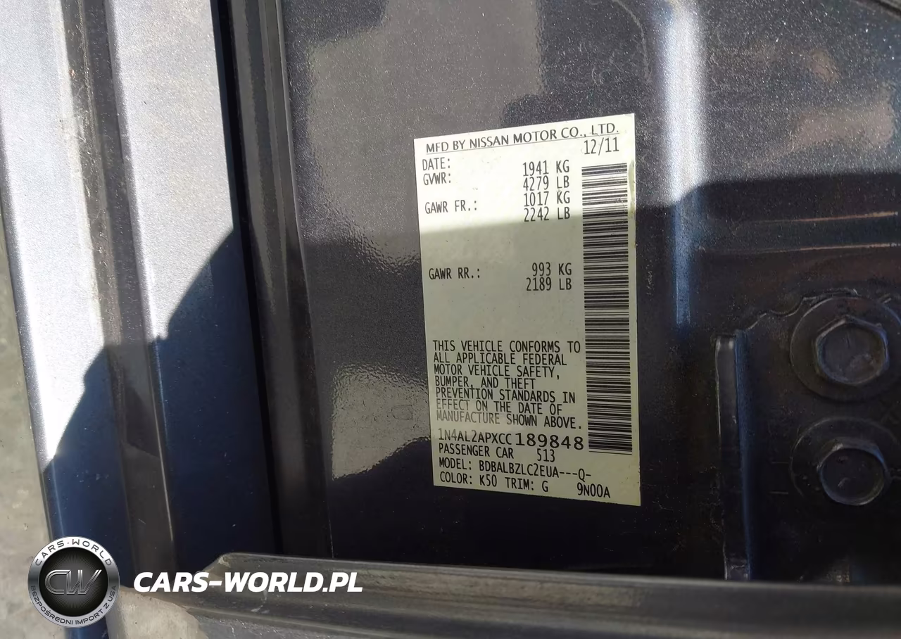 2012 Nissan Altima 2.5 S VIN:1N4AL2APXCC189848 - 9