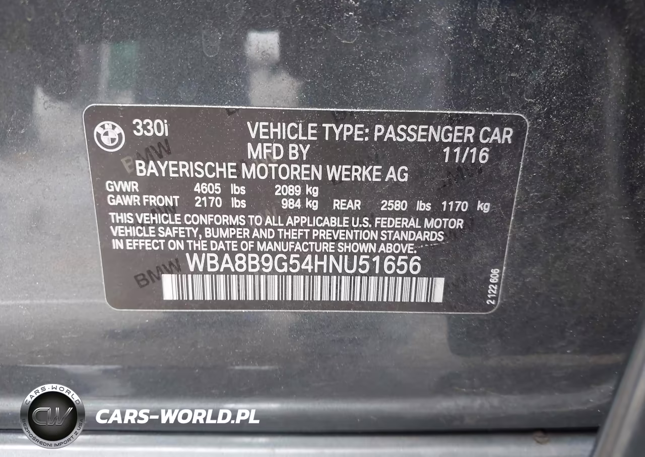 2017 BMW 330I VIN:WBA8B9G54HNU51656 - 9