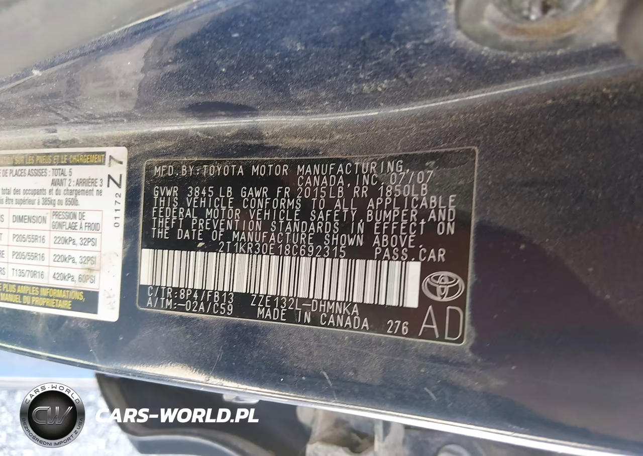 2008 Toyota Matrix Xr VIN:2T1KR30E18C692315 - 9