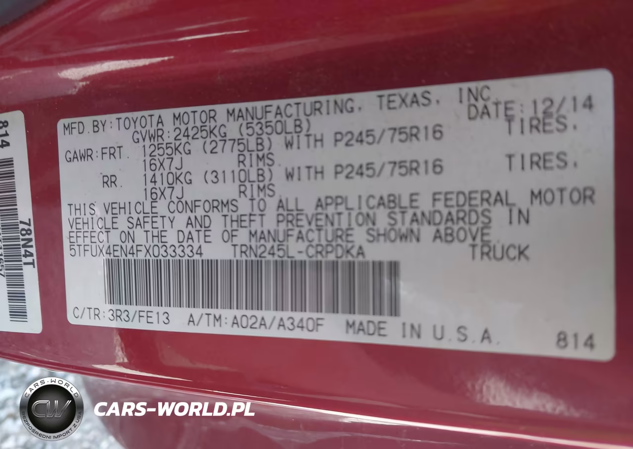 2015 Toyota Tacoma VIN:5TFUX4EN4FX033334 - 9