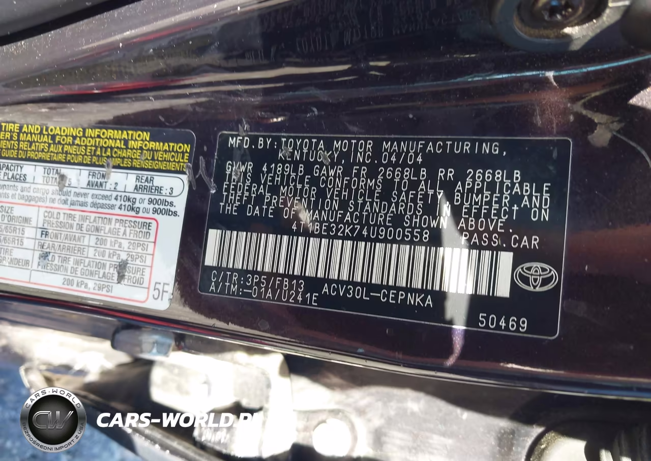 2004 Toyota Camry Le VIN:4T1BE32K74U900558 - 9