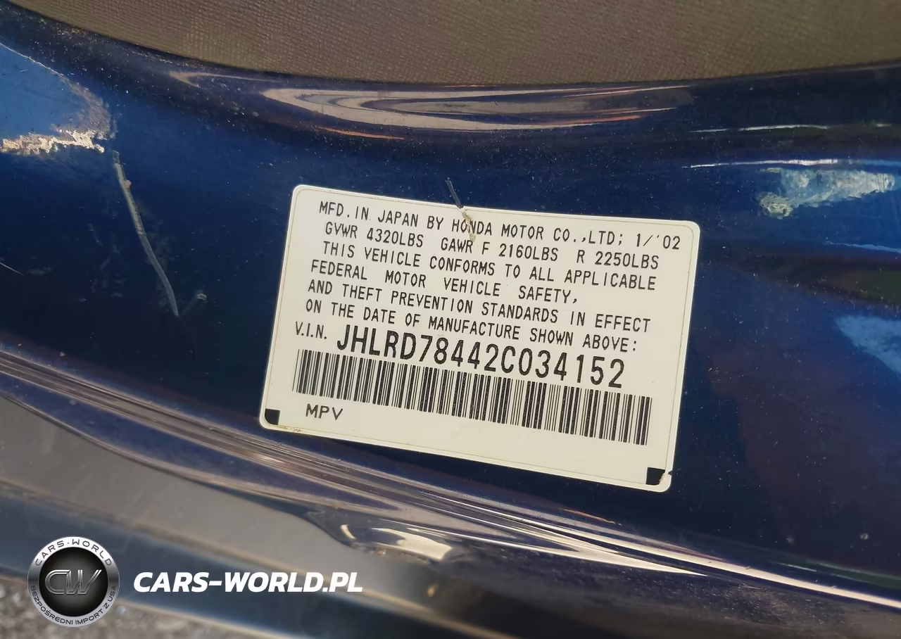 2002 Honda Cr-V Lx VIN:JHLRD78442C034152 - 9