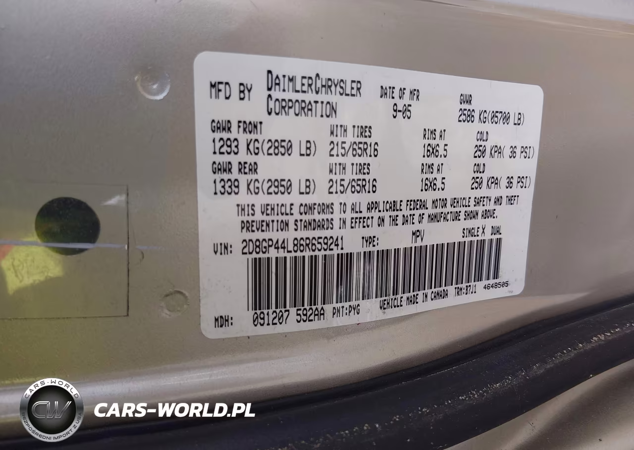 2006 Dodge Grand Caravan Sxt VIN:2D8GP44L86R659241 - 9