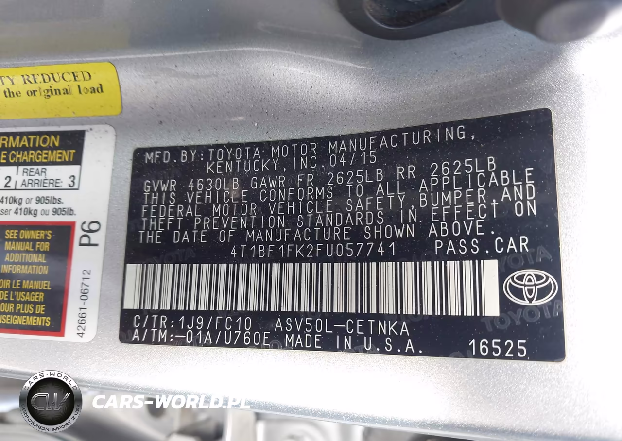 2015 Toyota Camry Le VIN:4T1BF1FK2FU057741 - 9