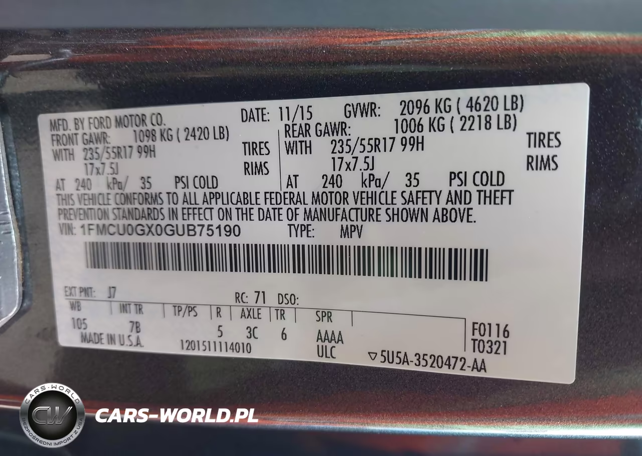 2016 Ford Escape Se VIN:1FMCU0GX0GUB75190 - 9