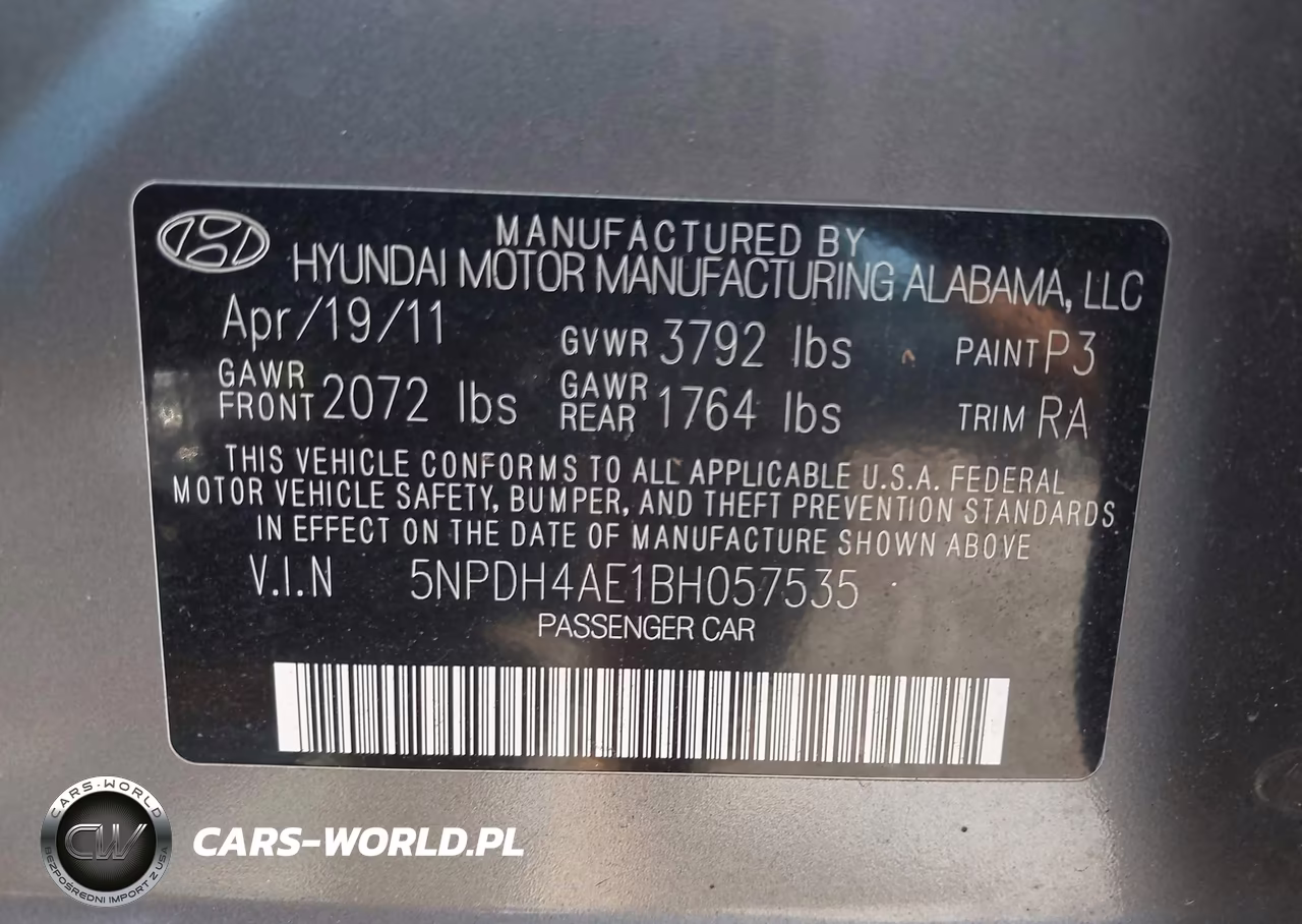 2011 Hyundai Elantra Gls VIN:5NPDH4AE1BH057535 - 9
