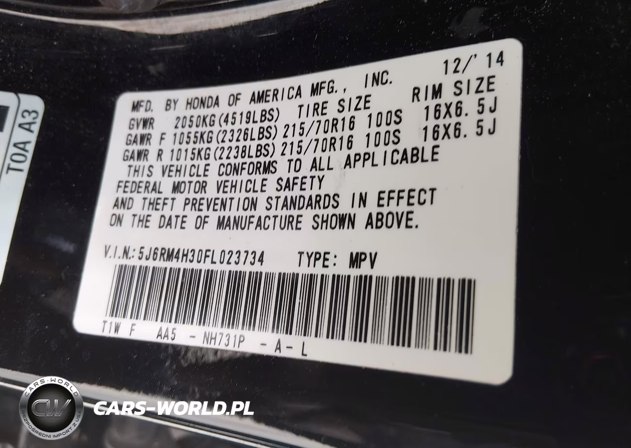 2015 Honda Cr-V Lx VIN:5J6RM4H30FL023734 - 9