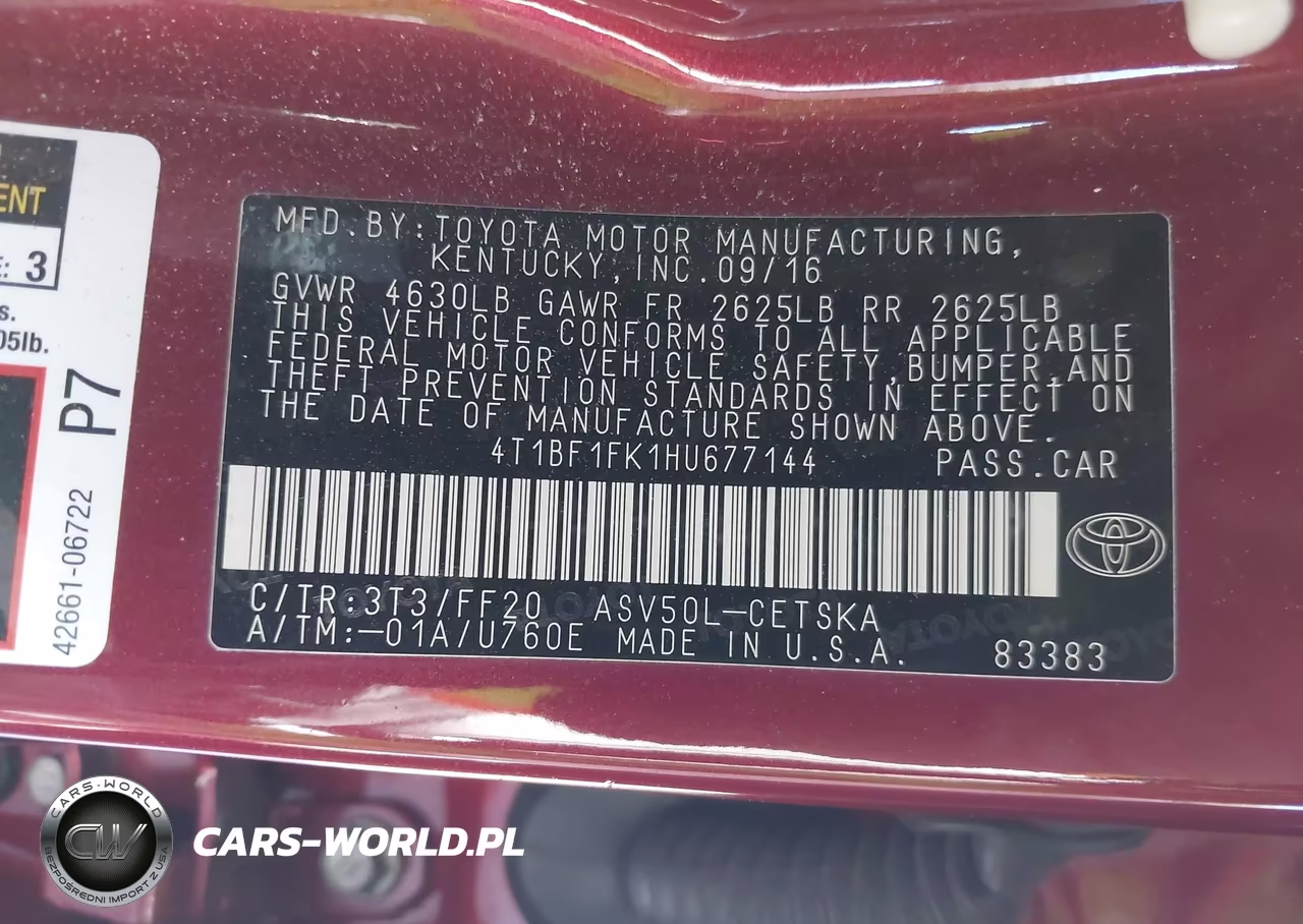 2017 Toyota Camry Se VIN:4T1BF1FK1HU677144 - 9