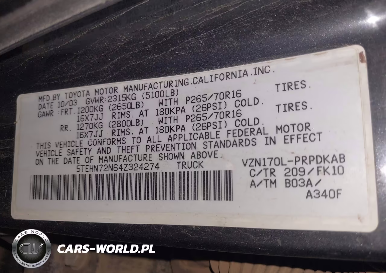 2004 Toyota Tacoma Base V6 VIN:5TEHN72N64Z324274 - 9