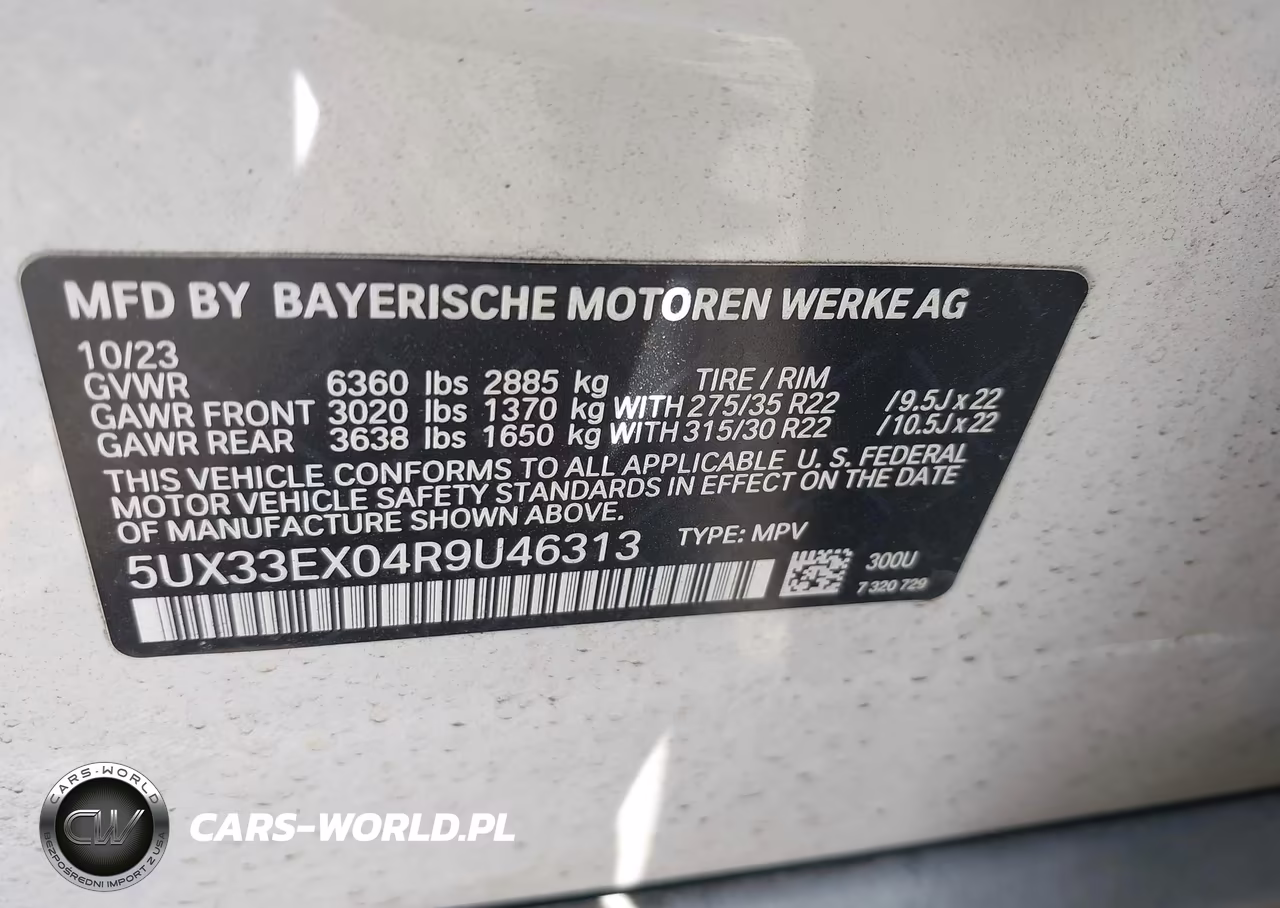 2024 BMW X6 xDrive40I VIN:5UX33EX04R9U46313 - 9