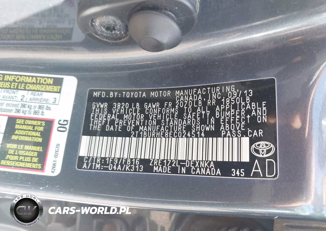 2014 Toyota Corolla Le VIN:2T1BURHE8EC024514 - 9