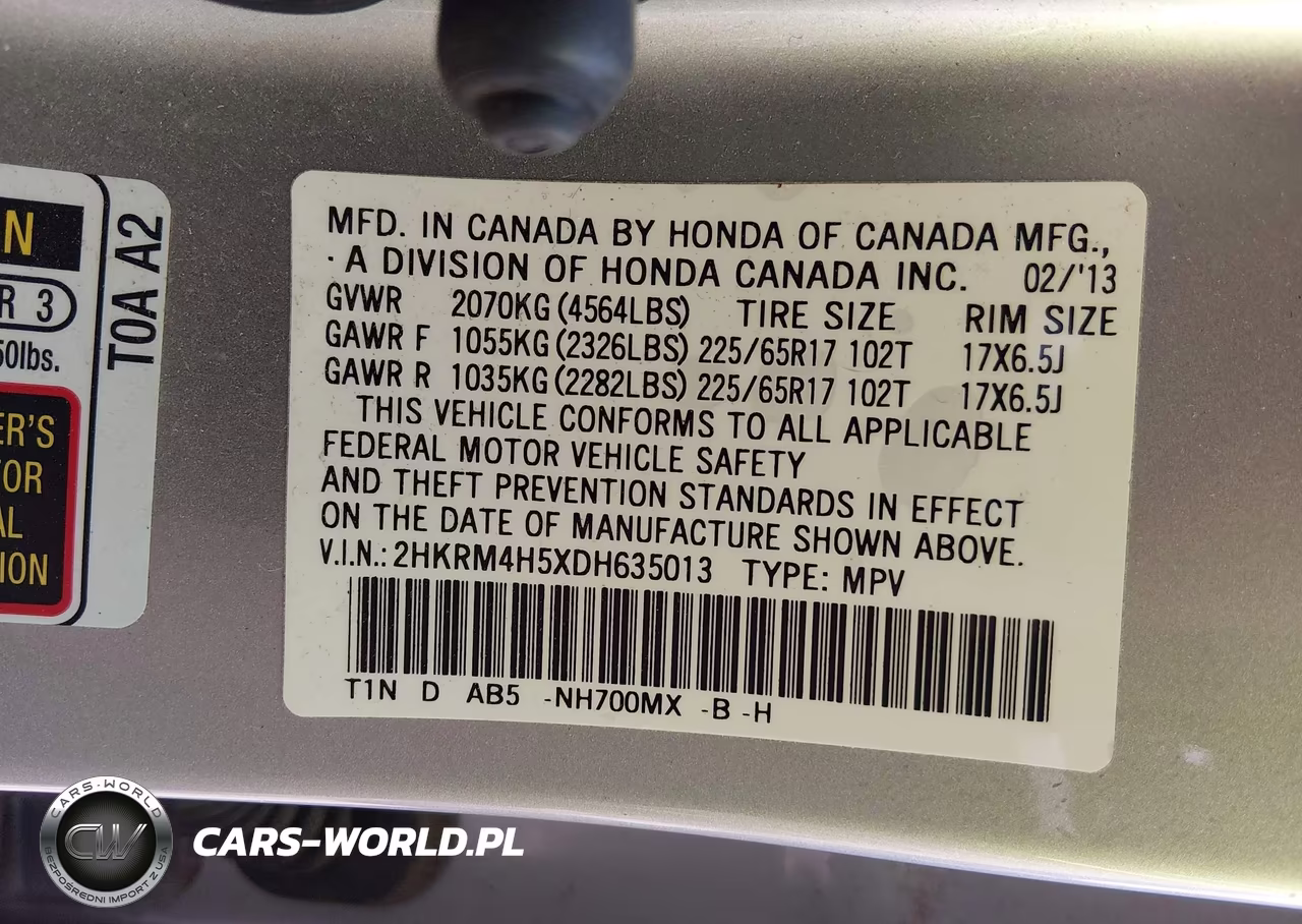 2013 Honda Cr-V Ex VIN:2HKRM4H5XDH635013 - 9