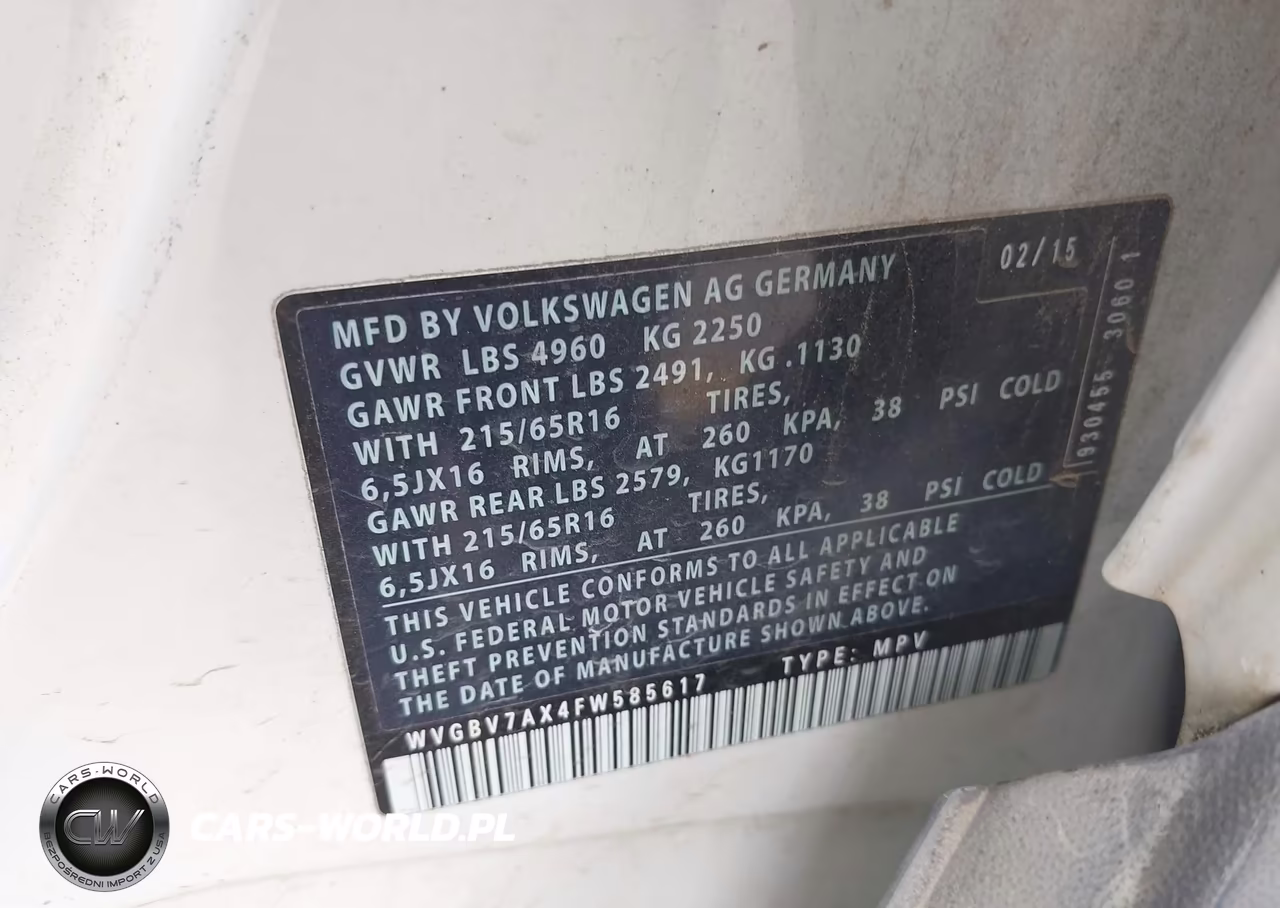2015 Volkswagen Tiguan S VIN:WVGBV7AX4FW585617 - 9