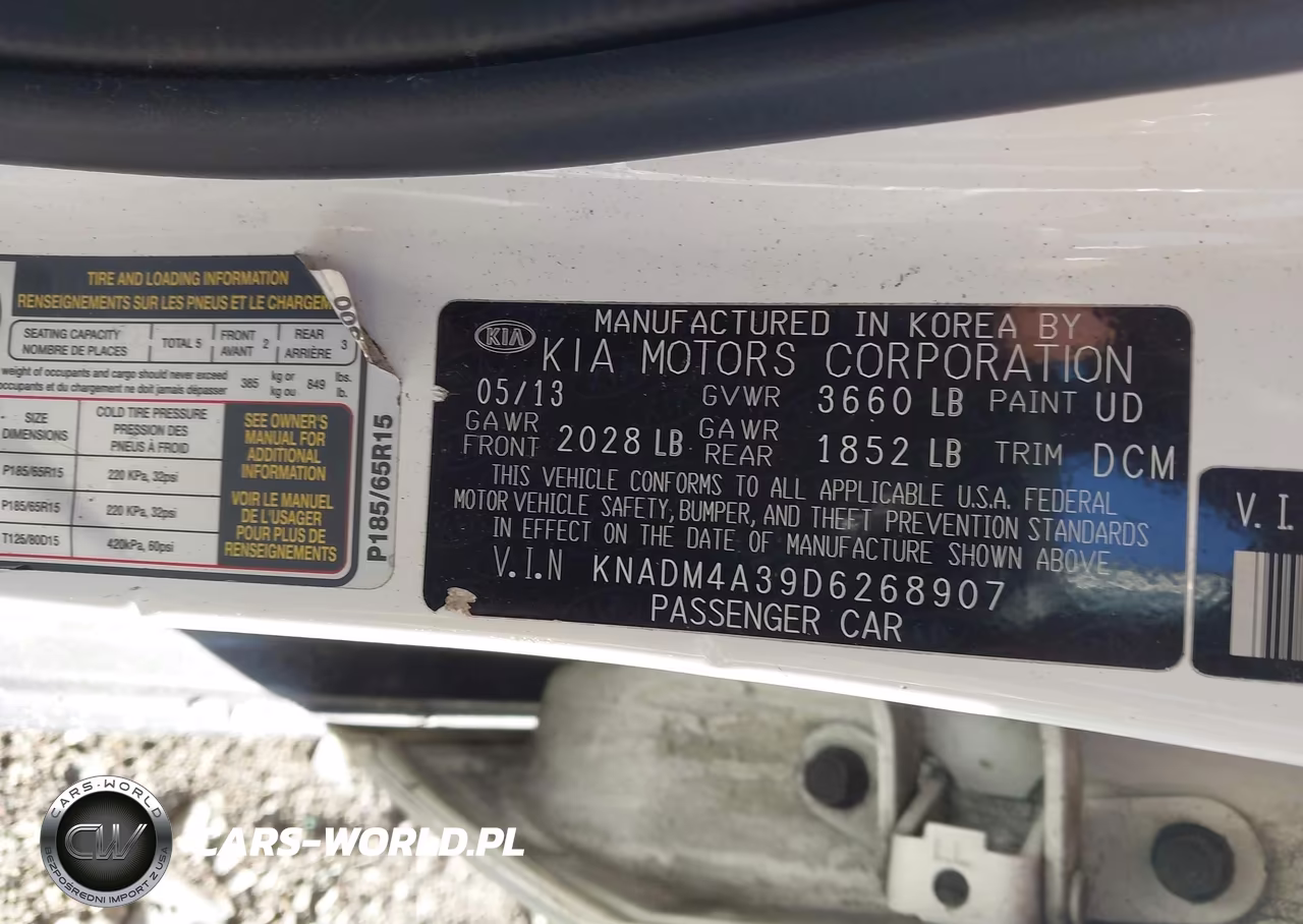 2013 Kia Rio Lx VIN:KNADM4A39D6268907 - 9