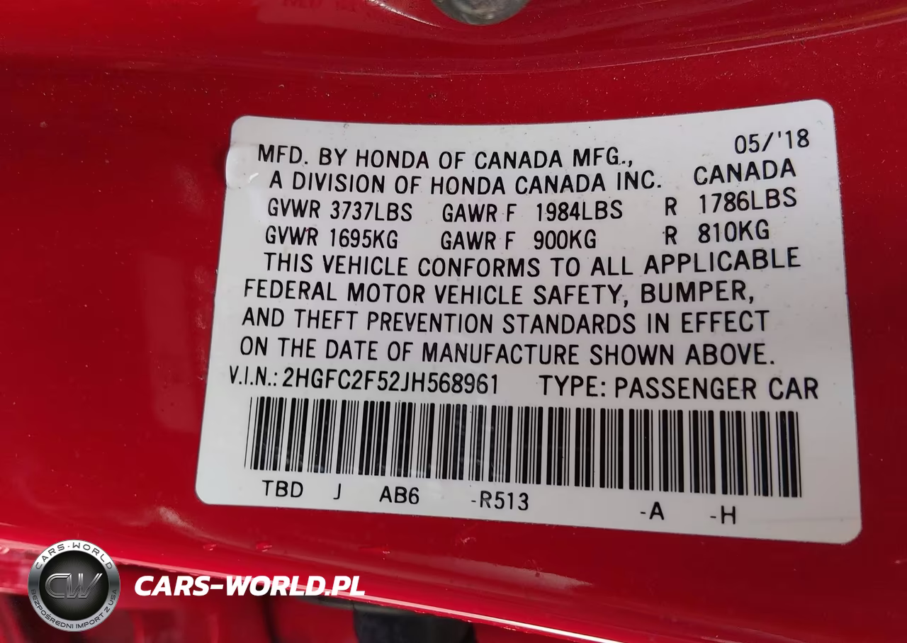 2018 Honda Civic Lx VIN:2HGFC2F52JH568961 - 9