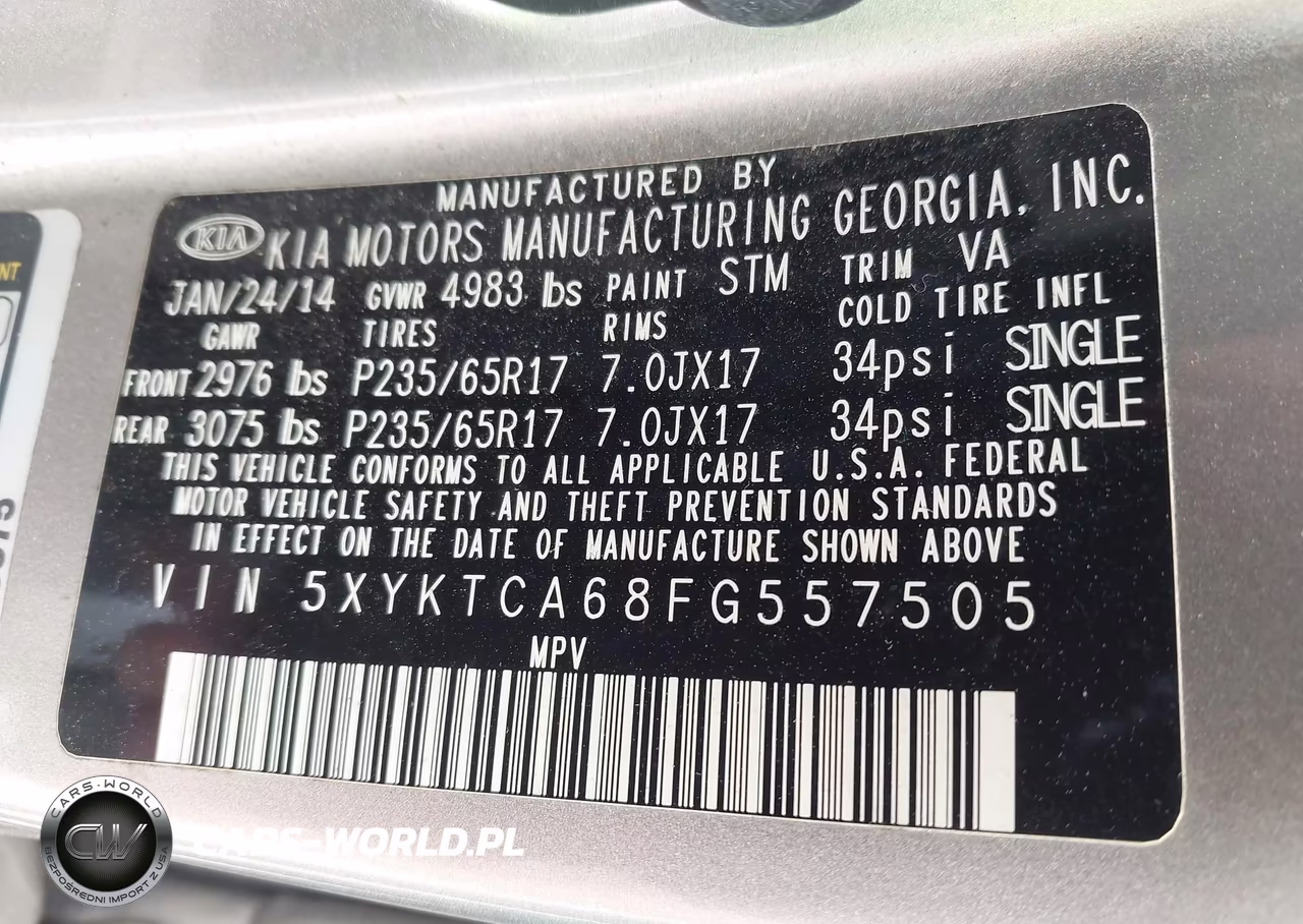 2015 Kia Sorento Lx VIN:5XYKTCA68FG557505 - 9