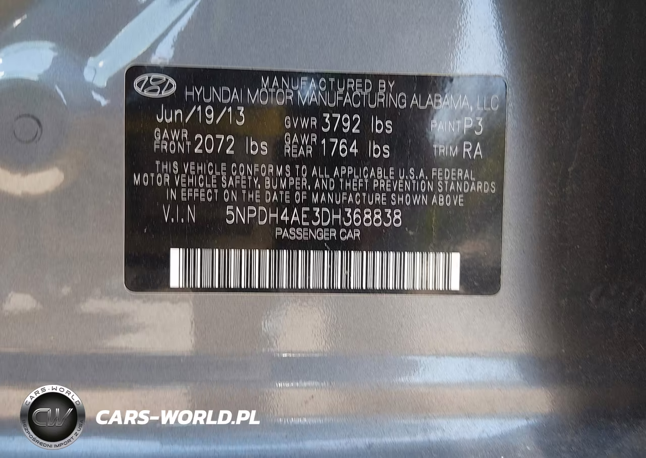 2013 Hyundai Elantra Gls VIN:5NPDH4AE3DH368838 - 9