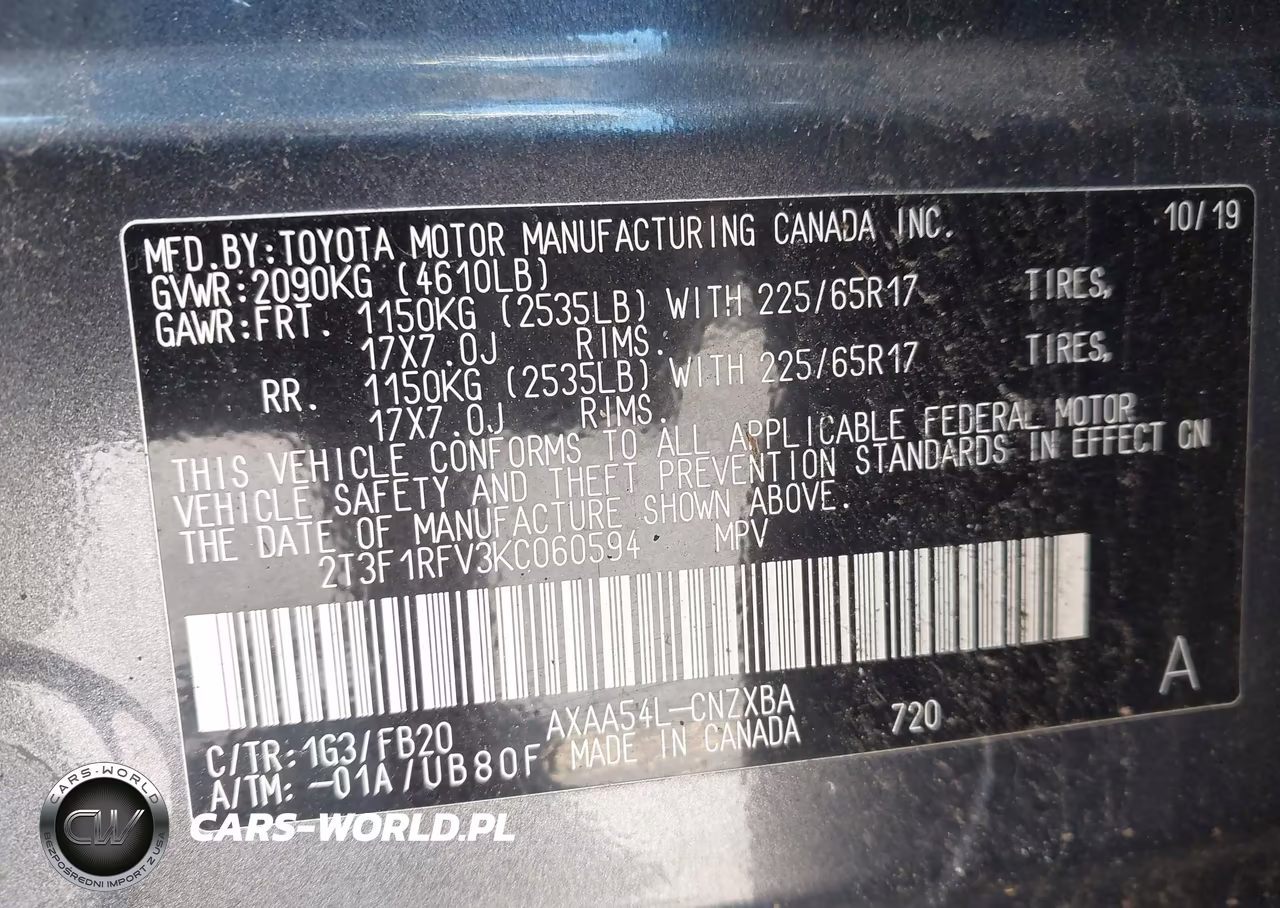 2019 Toyota Rav4 Le VIN:2T3F1RFV3KC060594 - 9