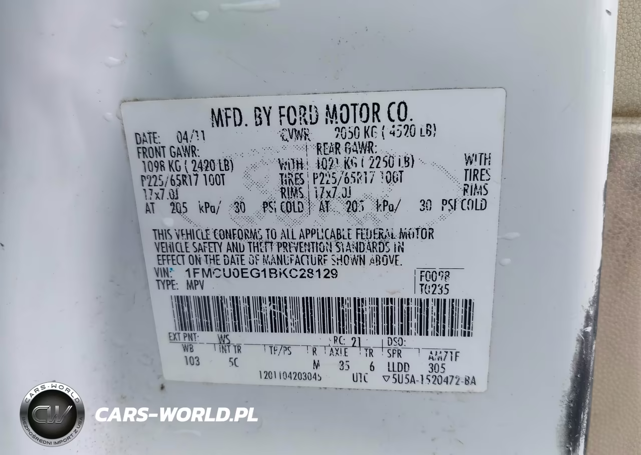 2011 Ford Escape Limited VIN:1FMCU0EG1BKC28129 - 9