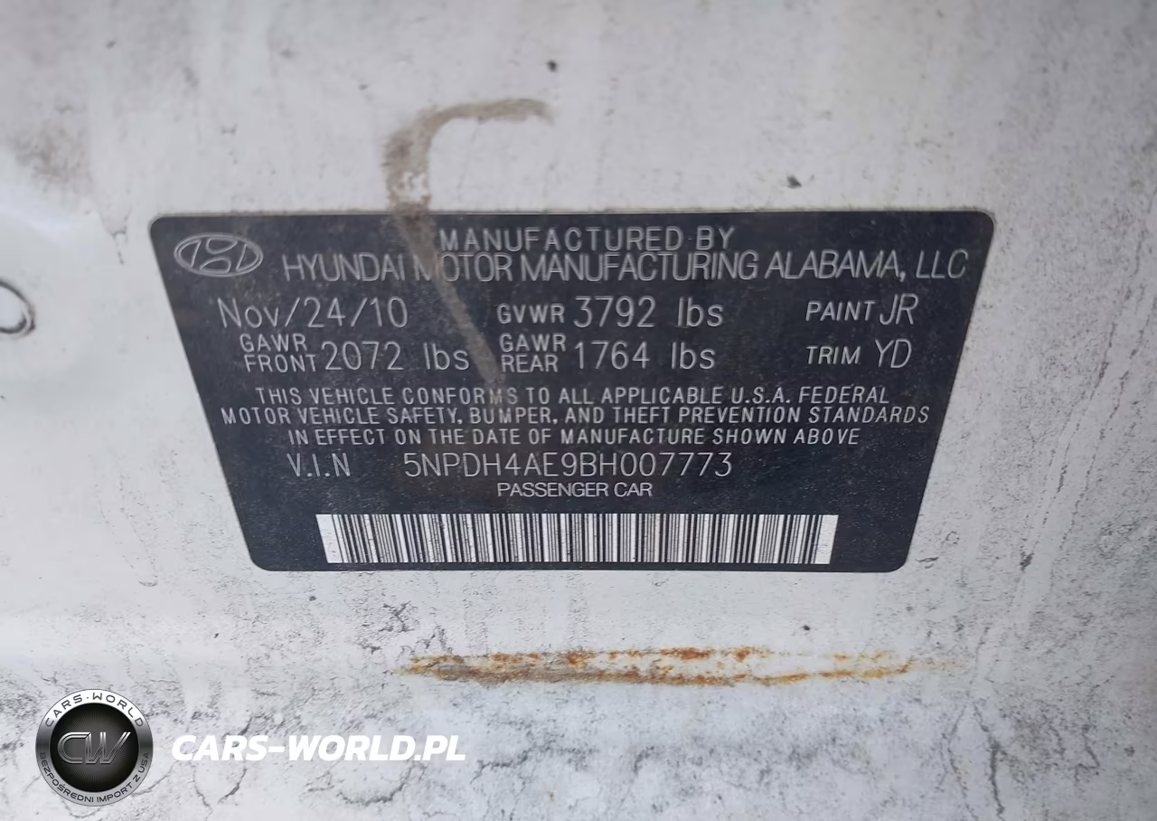 2011 Hyundai Elantra Gls VIN:5NPDH4AE9BH007773 - 9