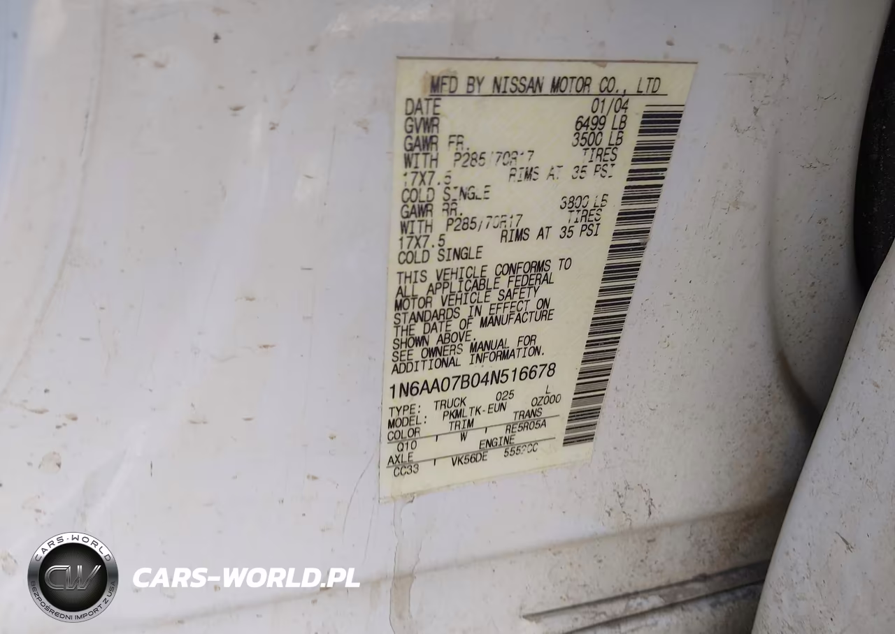 2004 Nissan Titan Se VIN:1N6AA07B04N516678 - 9