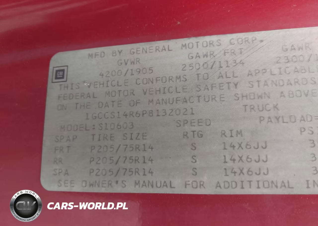 1993 Chevrolet S Truck S10 VIN:1GCCS14R6P8132021 - 9