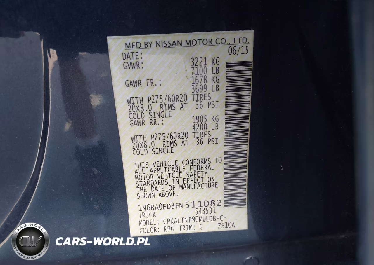 2015 Nissan Titan Sv VIN:1N6BA0ED3FN511082 - 9
