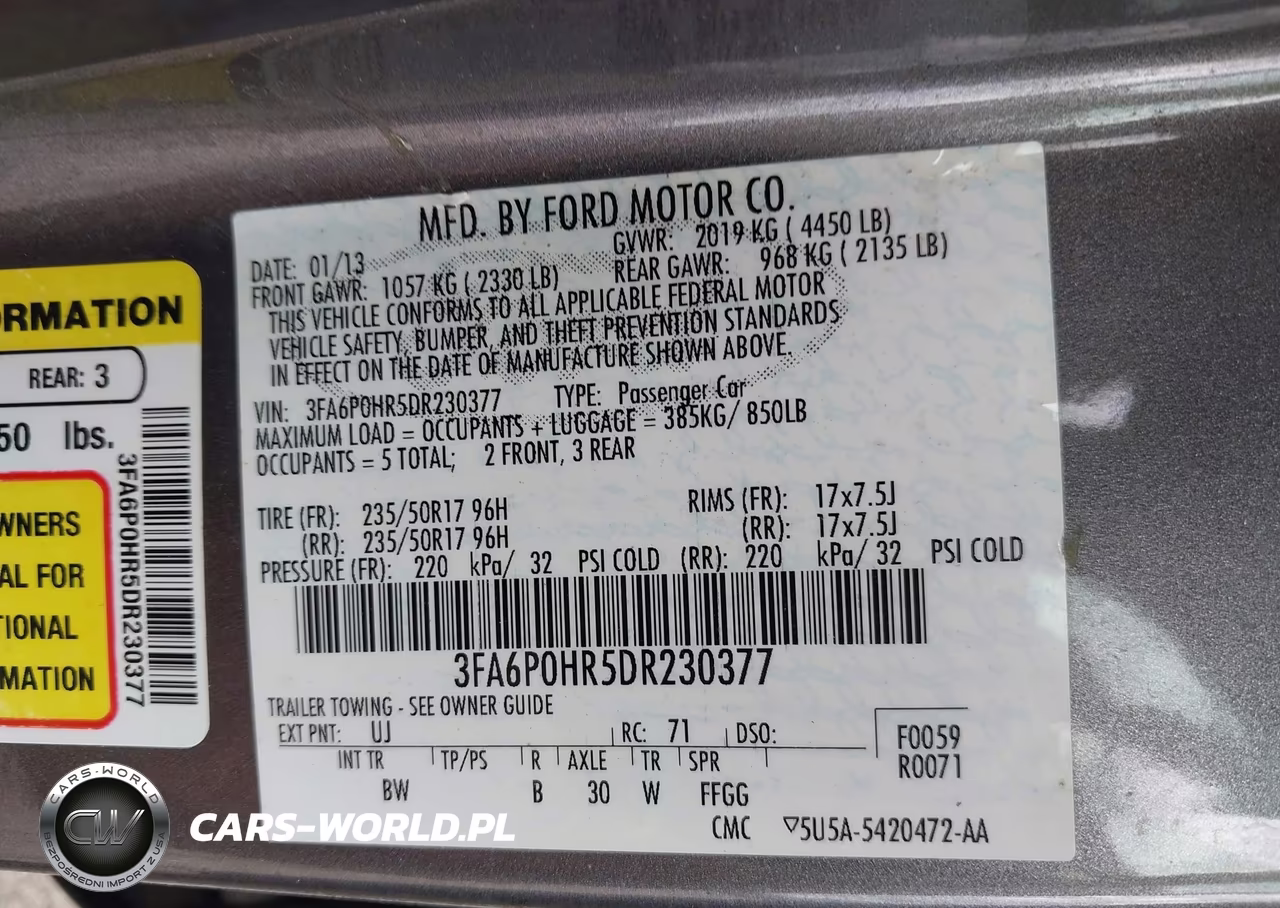 2013 Ford Fusion Se VIN:3FA6P0HR5DR230377 - 9