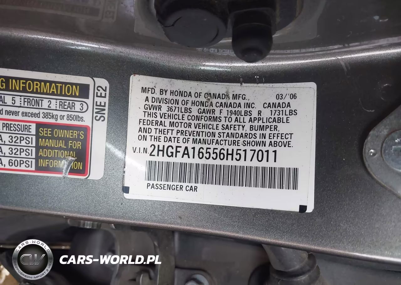 2006 Honda Civic Lx VIN:2HGFA16556H517011 - 9