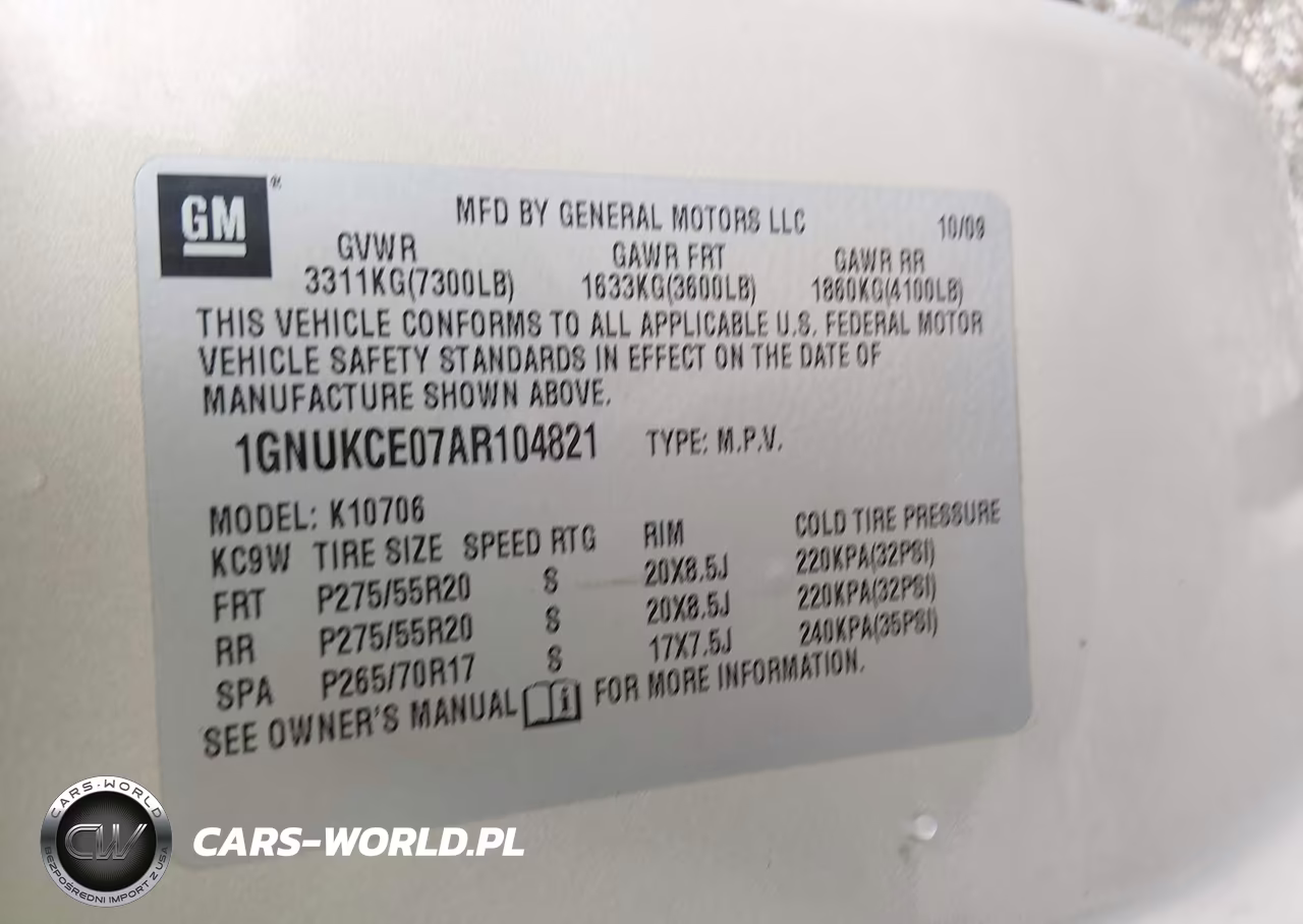 2010 Chevrolet Tahoe Ltz VIN:1GNUKCE07AR104821 - 9