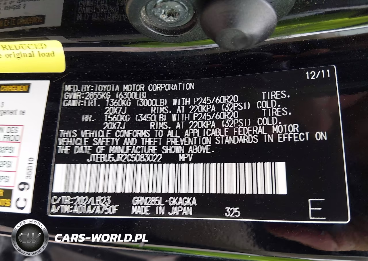 2012 Toyota 4Runner Limited VIN:JTEBU5JR2C5083022 - 9