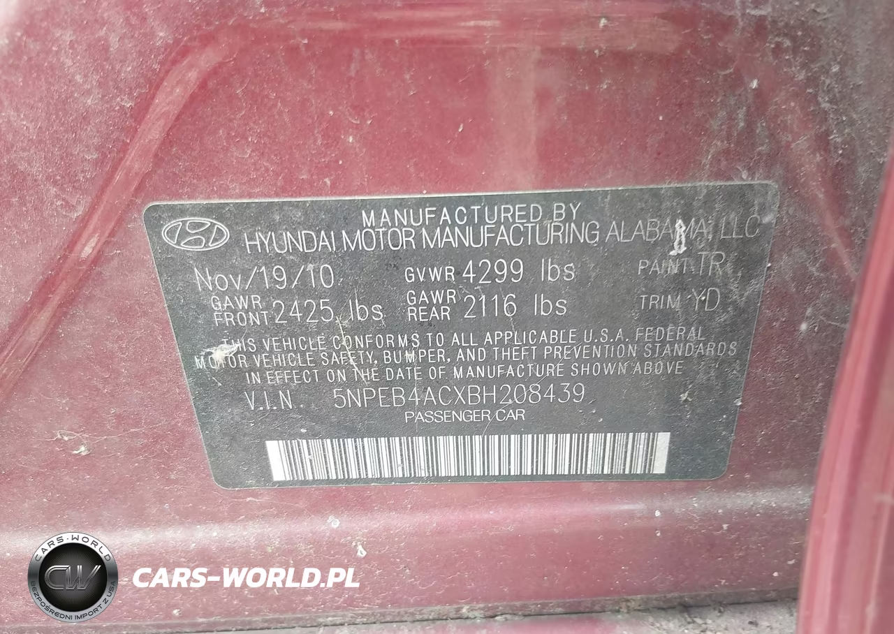 2011 Hyundai Sonata Gls VIN:5NPEB4ACXBH208439 - 9