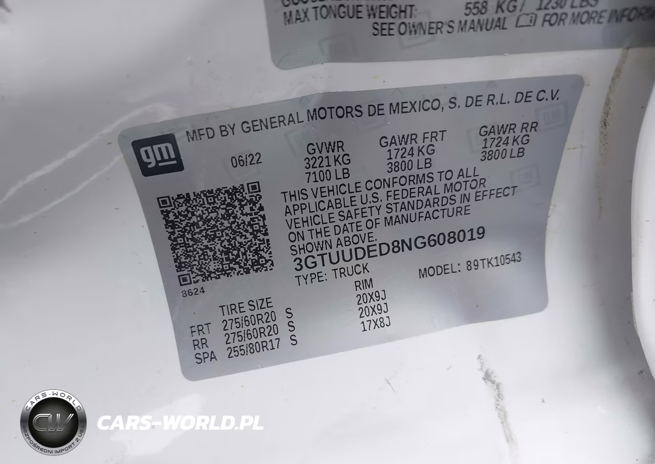 2022 GMC Sierra 1500 4Wd Short Box Slt VIN:3GTUUDED8NG608019 - 9