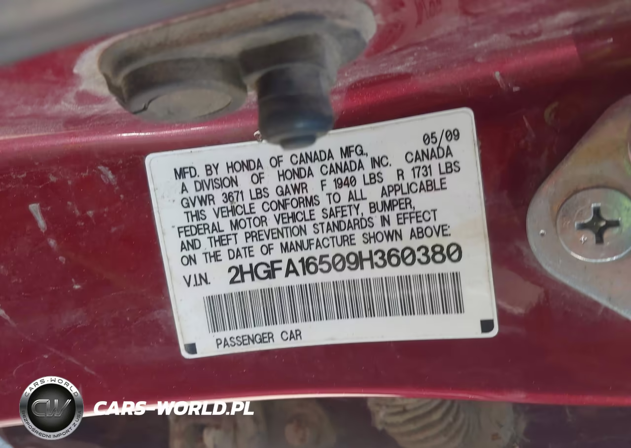 2009 Honda Civic Lx VIN:2HGFA16509H360380 - 9
