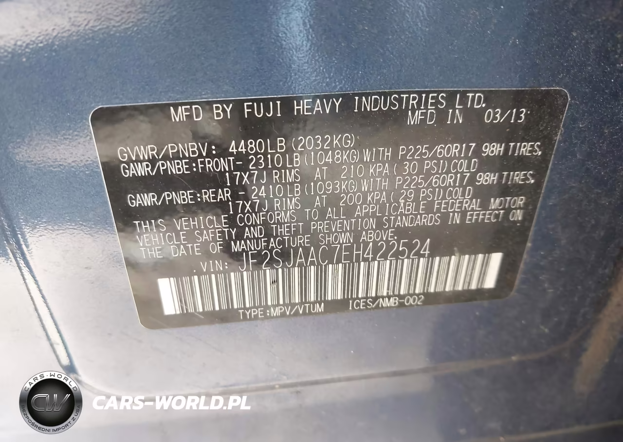 2014 Subaru Forester 2.5I VIN:JF2SJAAC7EH422524 - 9